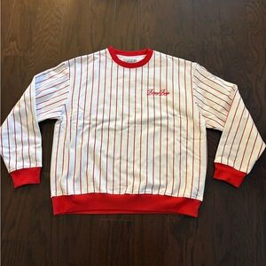 Bogey Boys by Macklemore Men's XL Red/White Pinstripe Crewneck Sweatshirt NWOT